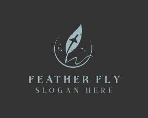 Feather Quill Airplane logo design