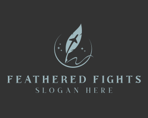 Feather Quill Airplane logo design