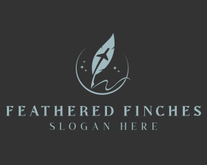 Feather Quill Airplane logo design