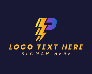 Electric - Power Lightning Bolt Letter P logo design