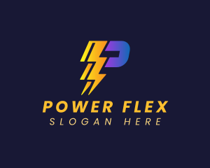 Power Lightning Bolt Letter P logo design