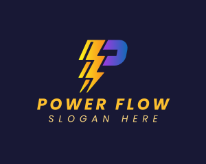 Power Lightning Bolt Letter P logo design