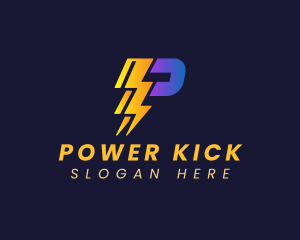 Power Lightning Bolt Letter P logo design