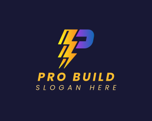 Power Lightning Bolt Letter P logo design