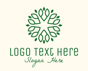 Vegetarian - Decorative Green Leaves logo design