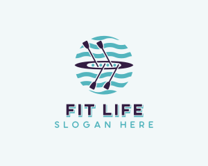 Canoeing Paddle Fitness logo design