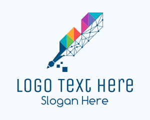 Media Company - Geometric Colorful Quill logo design