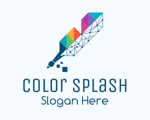 Geometric Colorful Quill logo design