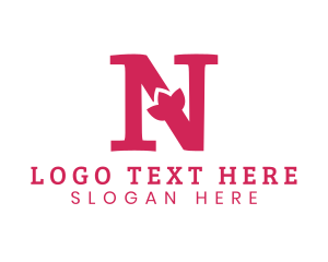 Initial - Pink Floral N logo design