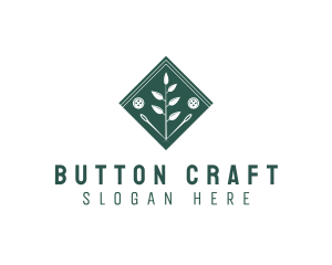 Sewing Button Pin Wreath logo design