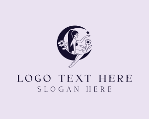 Sexy - Floral Woman Moon logo design