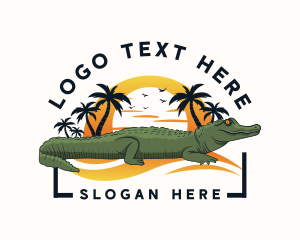 Frilled Lizard - Crocodile Alligator Animal logo design