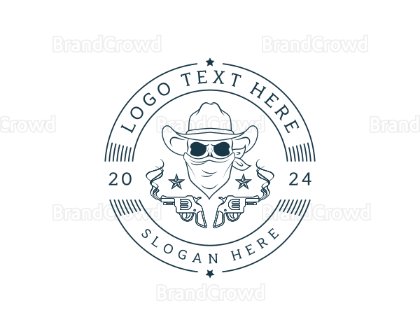 Cowboy Skull Bandit Pistol Logo