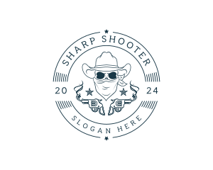 Pistol - Cowboy Skull Bandit Pistol logo design