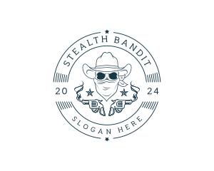 Cowboy Skull Bandit Pistol logo design