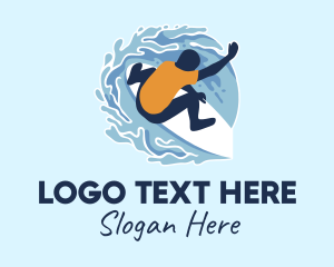 Surfing Instructor - Surfer Boy Splash logo design