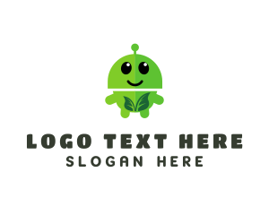 Cute - Organic Vegetarian Robot logo design
