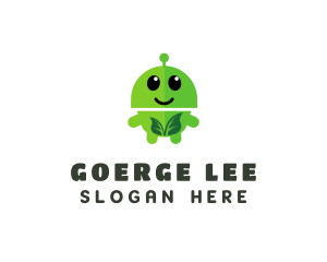 Vegan - Organic Vegetarian Robot logo design