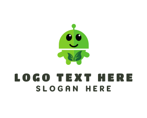 Cyborg - Organic Vegetarian Robot logo design