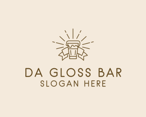 Hipster Beer Glass logo design