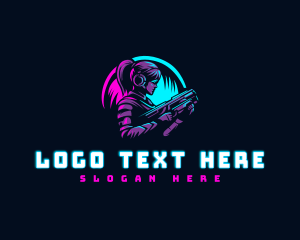 Computer - Woman Gaming Shooter logo design