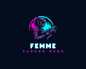 Woman Gaming Shooter logo design