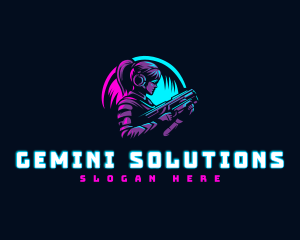 Woman Gaming Shooter logo design