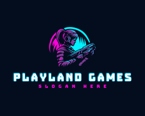 Game - Woman Gaming Shooter logo design