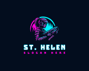 Woman Gaming Shooter logo design