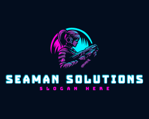 Woman Gaming Shooter logo design