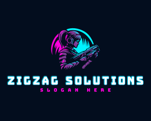 Woman Gaming Shooter logo design