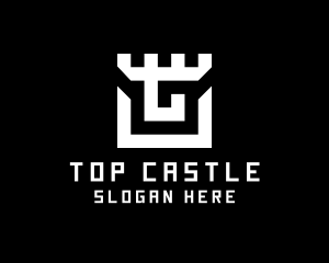 Geometric Castle Turret logo design