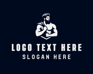 Muscular - Strong Gym Trainer logo design