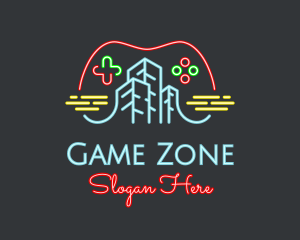 Neon Video Game City logo design