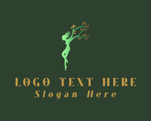 Vegetarian - Green Tree Woman logo design