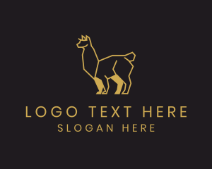 Llama - Wild Gold Alpaca logo design