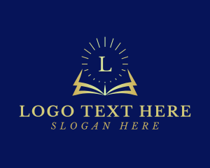 Research - Sunburst Book Letter logo design