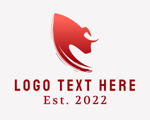 Red - Wild Bison Bull logo design