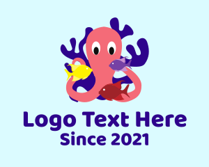 Marine Biodiversity - Octopus Fish Coral Reef logo design