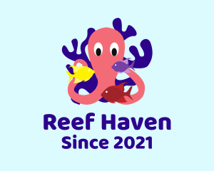 Reef - Octopus Fish Coral Reef logo design