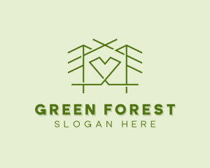 Forest House Heart  logo design