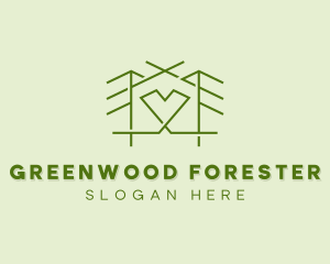 Forest House Heart  logo design