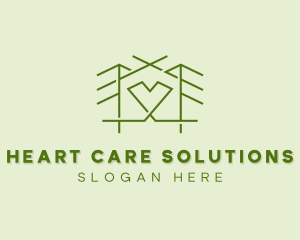 Forest House Heart  logo design