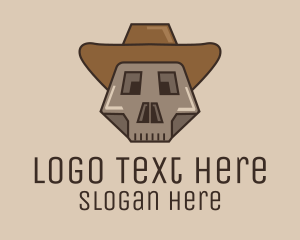 Hunting - Geometric Skeleton Cowboy logo design