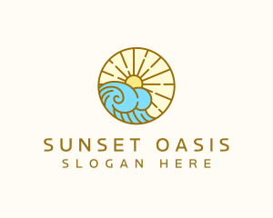 Beach Resort Sunset logo design