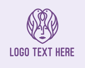 Stylish - Purple Woman Bird Head logo design
