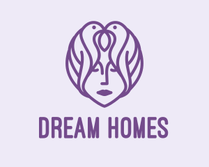 Cosmetics - Purple Woman Bird Head logo design
