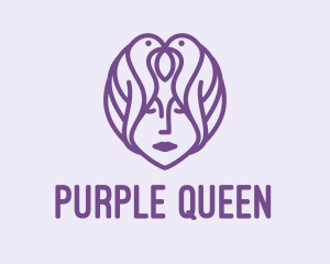 Purple Woman Bird Head logo design