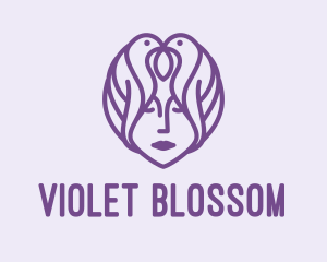 Purple Woman Bird Head logo design