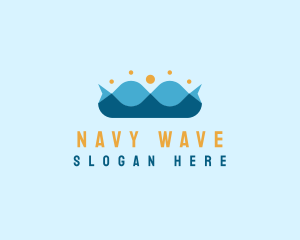 Navy - Ocean Wave Crown logo design